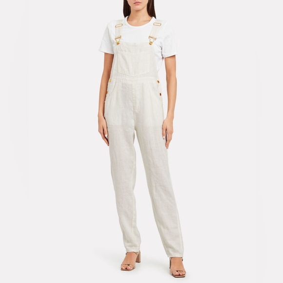 We Wore What ~ Basic Linen Overalls in white - Picture 6 of 12